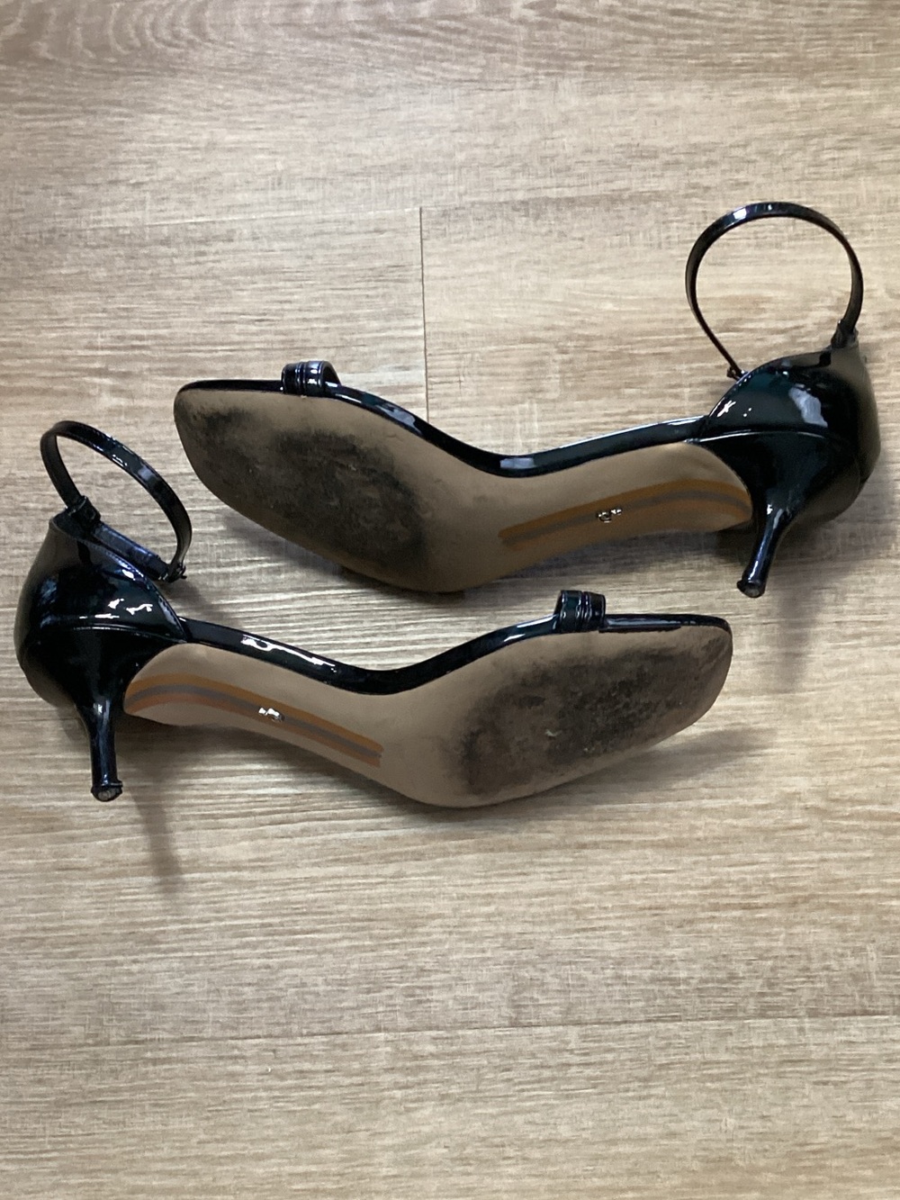 Sam Edelman Black Patent Square-Toe Ankle-Strap Heels - Picture 8 of 10